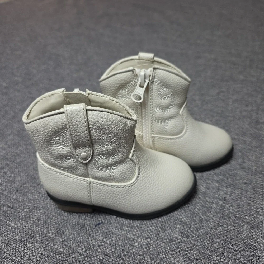Cat And Jack Ankle Boots Girls Western Size 5 White/Ivory